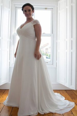 Abito da Sposa in Chiffon V-Scollo Semplice Spazzola Treno Formale E Informale A Terra - Foto 1