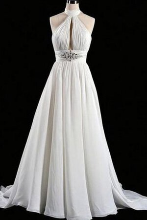 Neckholder Chiffon A-Linie langes Brautkleid mit Bordüre mit Rüschen - Bild 1