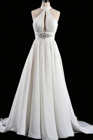 Robe de mariée sans dos manche nulle avec chiffon a-ligne en plage - Photo 1