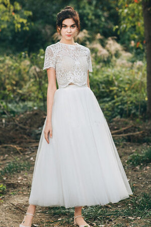 Robe de mariée arrivée au cheville col ras du cou unique vintage romantique - Photo 1