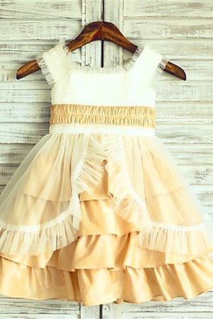 Robe de cortège enfant ligne a de princesse avec fleurs en satin avec zip - Photo 1