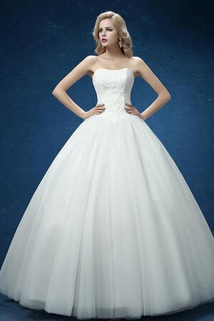 Duchesse-Linie rückenfreies Spitze natürliche Taile Ärmellos Brautkleid aus Tüll - Bild 3