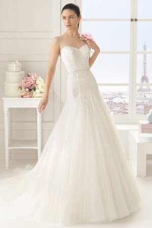 Robe de mariée sexy sans ceinture col en bateau sans dos manche nulle - Photo 1