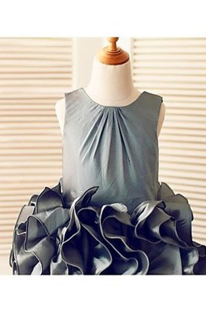 Tüll Normale Taille Ärmelloses Blumenmädchenkleid mit Breiter Träger mit Rüschen - Bild 3