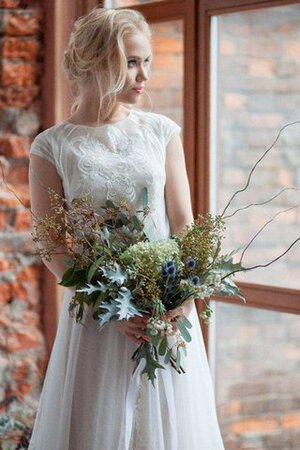 Abito da Sposa originale con Bottone con Perline Tondo Spazzola Treno con Manica Corte - Foto 5