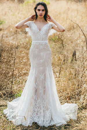 Abito da sposa in pizzo affascinante lunghi in pizzo con manica corte sirena - Foto 1