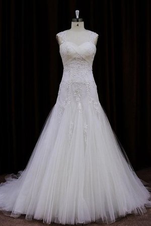 Abito da Sposa A-Line A Terra in Tulle a Sala Pomposo Lungo - Foto 1