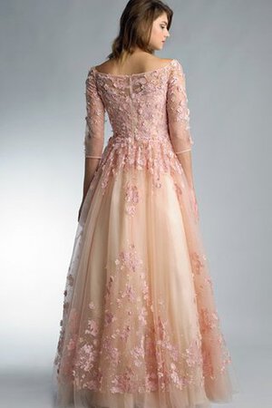 Robe de bal avec fleurs longueru au niveau de sol en tulle avec manche longue avec zip - Photo 4