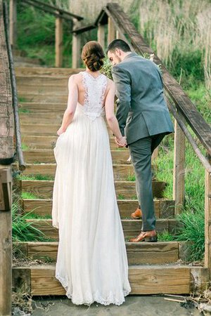 Abito da Sposa Spazzola Treno in Chiffon in pizzo a riva Formale E Informale Senza Maniche - Foto 2