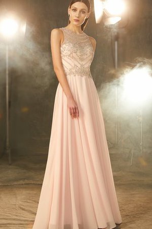 Robe de soirée naturel en chiffon de princesse encolure ronde ligne a - Photo 3