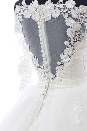 Robe de mariée naturel de col en cœur en organza en tulle decoration en fleur - Photo 6