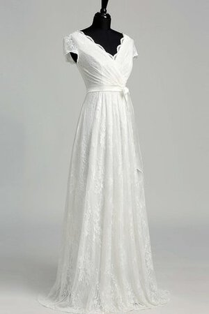 Reißverschluss Spitze stilvolles legeres Brautkleid mit Gürtel mit gekappten Ärmeln - Bild 4