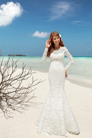 Seeküste lange Ärmeln Meerjungfrau Stil konservatives Elegantes Brautkleid mit Perlen - Bild 1