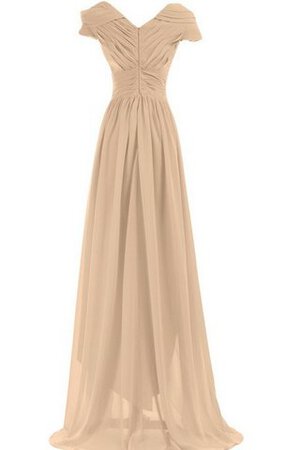 Robe demoiselle d'honneur ruché avec manche courte en chiffon v encolure avec zip - Photo 16