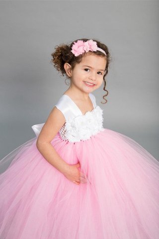 Robe de cortège enfant plissé avec ruban ceinture en étoffe avec manche courte de lotus - Photo 2