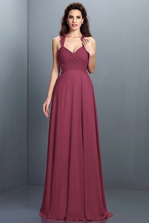 Normale Taille Nackenband Chiffon Sittsames Brautjungfernkleid mit Reißverschluss - Bild 5