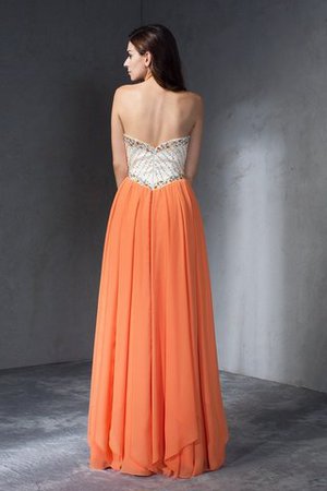 A-Linie Perlenbesetztes Ärmelloses Abendkleid aus Chiffon mit Empire Taille - Bild 2