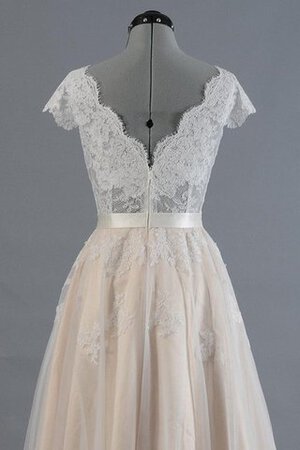 Sweep Zug V-Ausschnitt modisches romantisches Brautkleid mit Bordüre mit Applikation - Bild 4