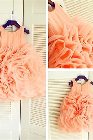 Abito da Cerimonia Bambini Tondo Ball Gown Sotto Ginocchio Senza Maniche in Organza - Foto 4