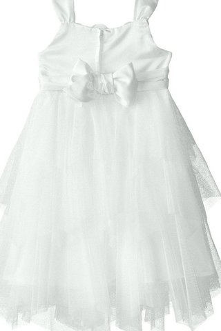 Robe de cortège enfant avec fleurs en tulle a-ligne avec sans manches avec nœud à boucles - Photo 2