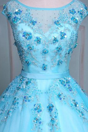 Robe de quinceanera de col en cœur avec lacets de traîne moyenne de lotus appliques - Photo 4