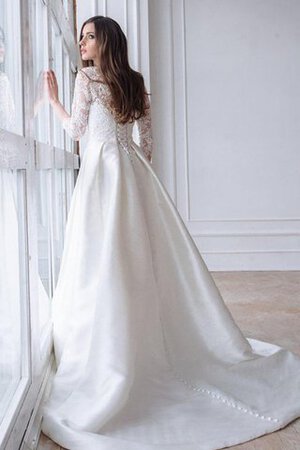 Robe de mariée luxueux cordon de col bateau de traîne courte en 3/4 manche - Photo 2