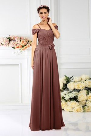 Robe demoiselle d'honneur plissage de princesse manche nulle en chiffon avec zip - Photo 7