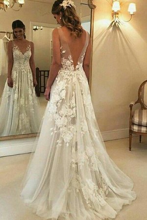 Vestido de Novia de Corte-A de Largo de Apliques de Maravilloso - Foto 1