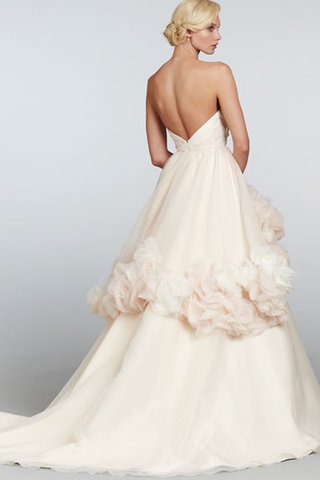 Abito da Sposa Cuore con Festone Naturale Coda A Strascico Cappella in Organza con Fiore - Foto 2