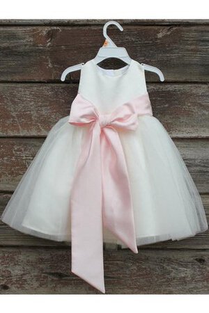 Abito da Cerimonia Bambini Naturale decorato con Increspature in Tulle con Fusciacca Tondo - Foto 4