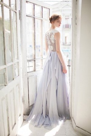 Abito da Sposa decorato A-Line in Pizzo con Piega con Applique con Bottone - Foto 3