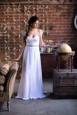 Robe de mariée décontracté fermeutre eclair avec ruban ceinture avec perle - Photo 1