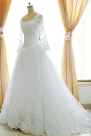 Abito da Sposa Sotto Ginocchio con Perline Quadrato con Maniche Lunghe monospalla A-Line - Foto 5