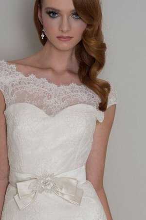 Vestido de Novia de Encaje Adorno de Natural de Escote redondo de Largo - Foto 3