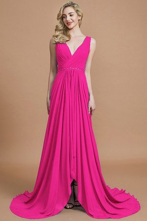 Robe demoiselle d'honneur de princesse avec chiffon de col en v ligne a manche nulle - Photo 16