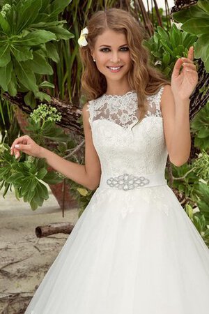 Abito da Sposa in Organza con Applique A-Line a Spiaggia Naturale A Terra - Foto 2