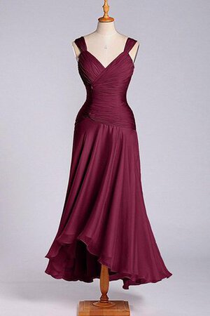 Robe demoiselle d'honneur plissé mode a-ligne avec chiffon de col bateau - Photo 3