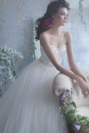 Abito da Sposa con Perline Ball Gown Naturale Senza Maniche Schiena Nuda in Tulle - Foto 4