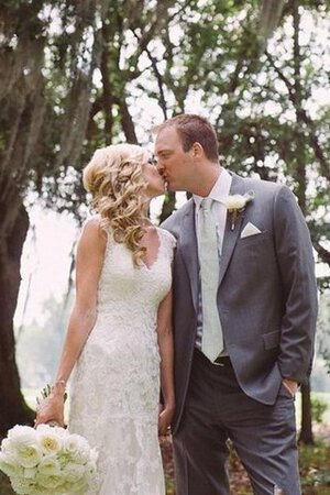 Abito da Sposa con Bottone Cappellino Elegante favola con Manica Corte in pizzo - Foto 1