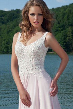 Robe de bal delicat appliques avec sans manches avec chiffon jusqu'au sol - Photo 2