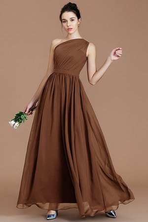 Robe demoiselle d'honneur naturel en chiffon ruché ligne a d'épaule asymétrique - Photo 8