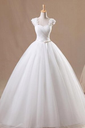 Robe de mariée bretelles spaghetti textile en tulle avec fleurs de mode de bal de col en cœur - Photo 5