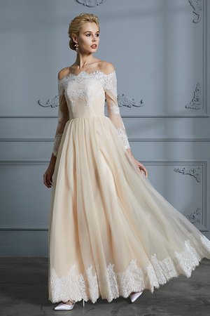 Abito da sposa in tulle con piega carina sogno a-line fuori dalla spalla - Foto 6