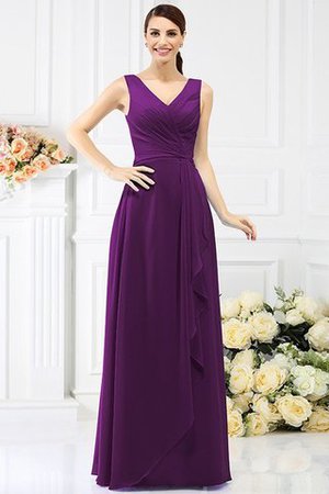 Robe demoiselle d'honneur longue de fourreau en chiffon avec perle v encolure - Photo 13