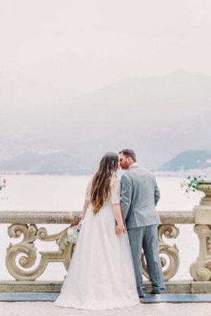 Elegante Vestido de Novia de Hasta el suelo de Cremallera de Plisado - Foto 6