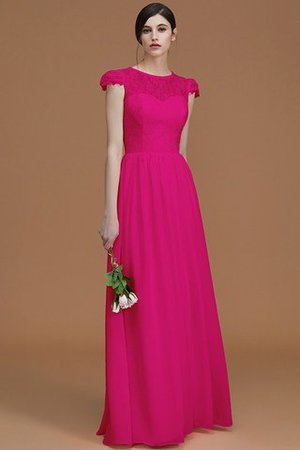 Robe demoiselle d'honneur naturel ligne a fermeutre eclair en chiffon col ras du cou - Photo 17