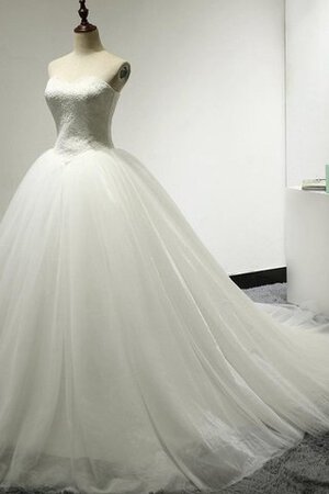 Robe de mariée naturel avec décoration dentelle de mode de bal textile en tulle manche nulle - Photo 4