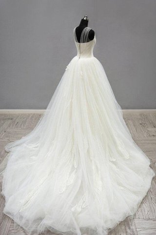 Robe de mariée en satin de mode de bal v encolure textile en tulle manche nulle - Photo 2