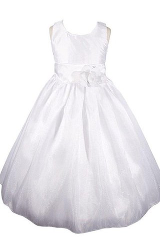 Robe de cortège enfant avec sans manches col u profond avec fleurs a-ligne - Photo 1