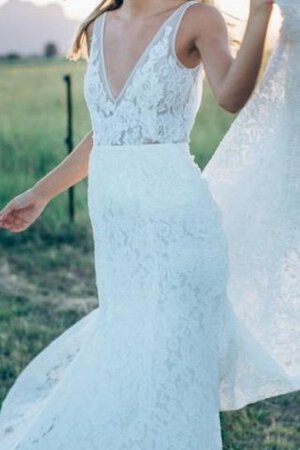 Elegante Vestido de Novia de Corte Sirena en Encaje de Escote en V de Cola Corte - Foto 4